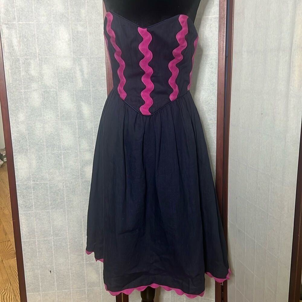 BESTY JOHNSON LINEB FUSICA & BLUE STRAPLESS CORSET FIT & FLARE‎ DRESS SZ 2